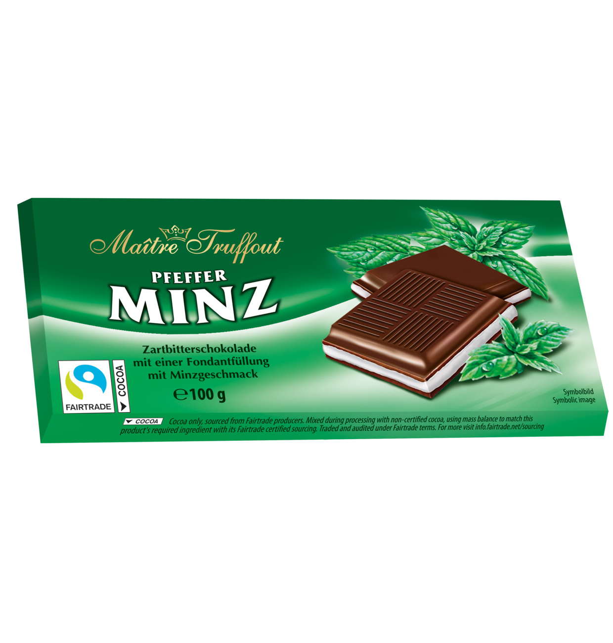 Maitre Truffout Mörk choklad m. Pepparmintkräm 100g