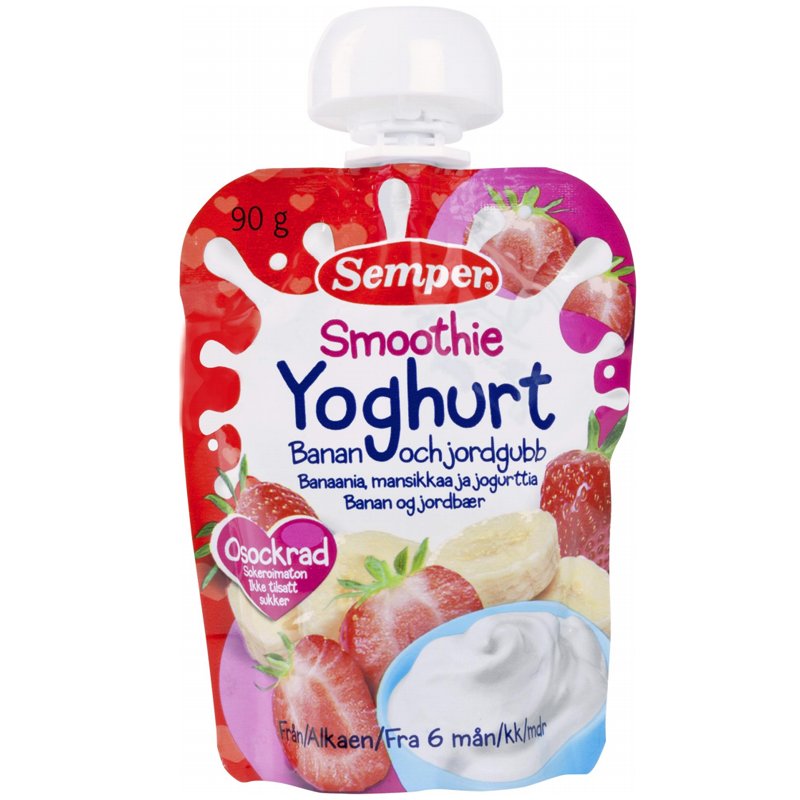 Barnmat Smoothie Yoghurt, Banan & Jordgubb 90g - 5% rabatt