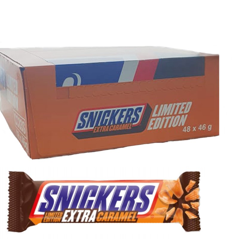 Hel låda Snickers "Extra Caramel" 48 x 46g - 50% rabatt