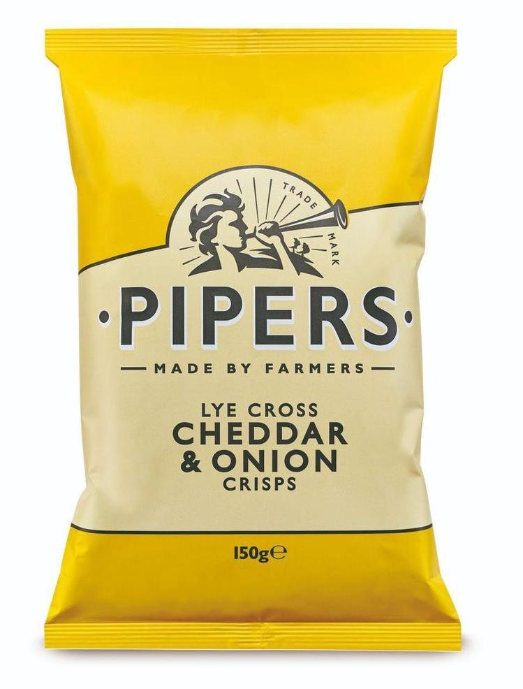 Pipers Crisps Lye Cross Cheddar & Onion 150g