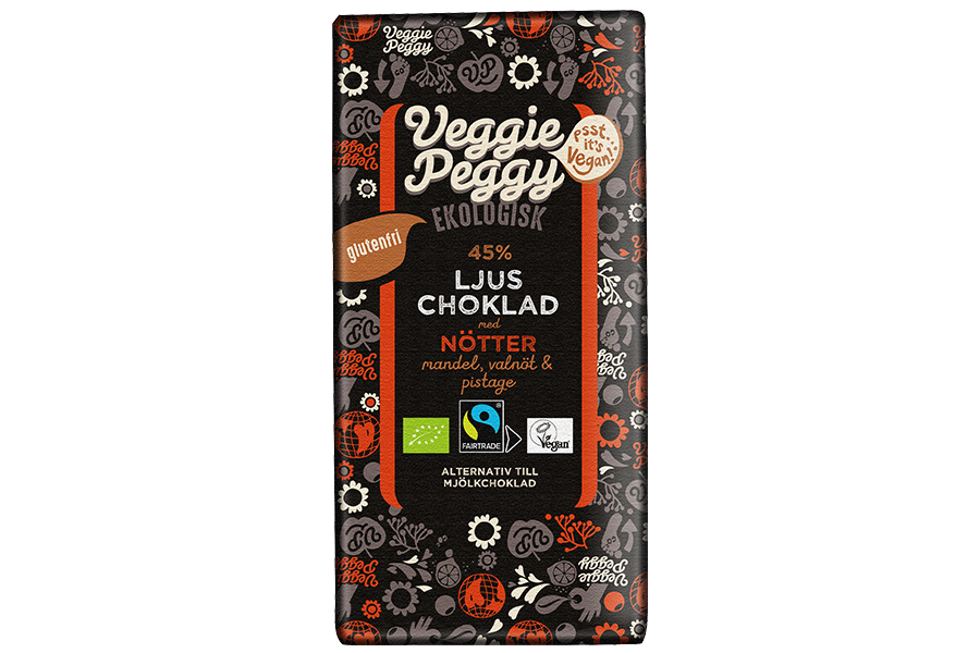 Veggie Peggy Ljus Choklad - Nötter 85g