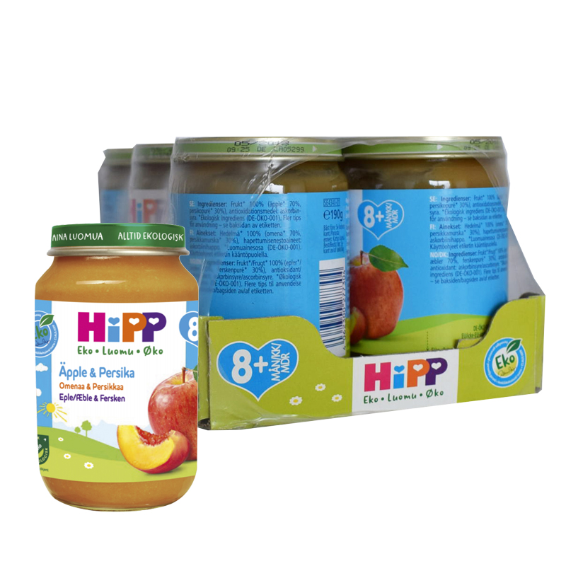 Hel Låda Barnmat Äpple & Persika 6 x 190g - 40% rabatt