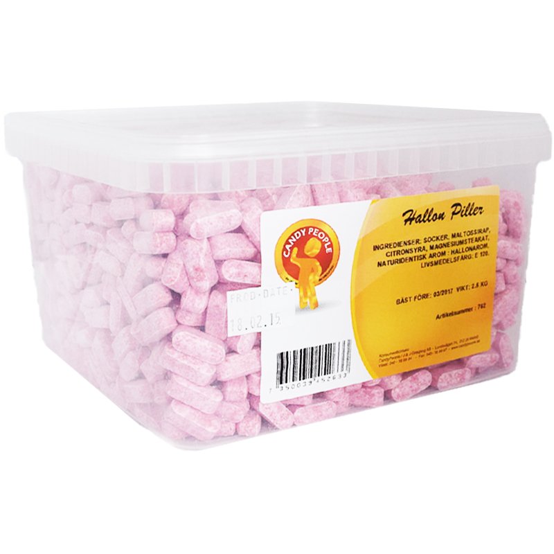 Hel Låda "Godispiller" Hallon 2,5kg - 85% rabatt