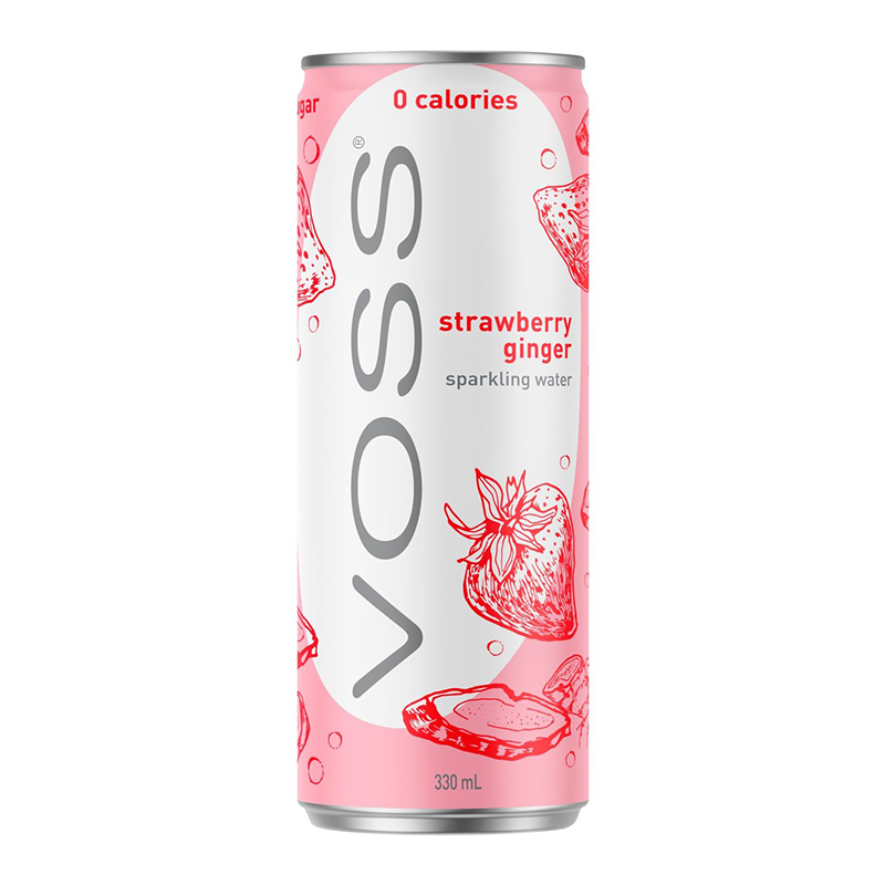 Voss Strawberry Ginger Sparkling Water Burk 330ml