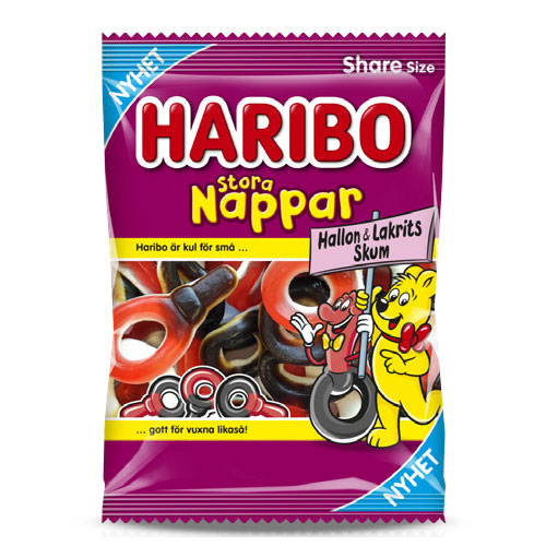 Haribo Stora Nappar Skum Hallon & Lakrits 170g