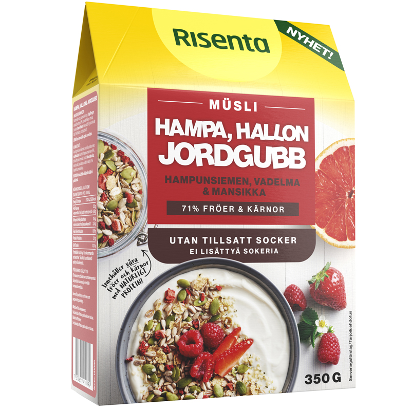 Müsli Hampa, Jordgubb & Hallon - 32% rabatt