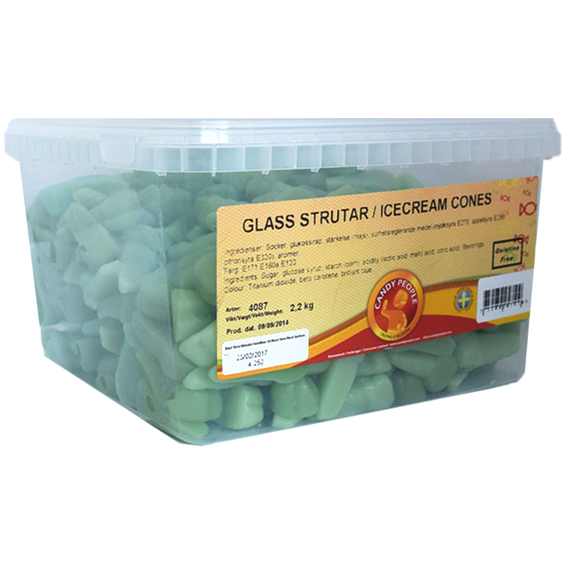 Hel Låda Godis "Glasstrutar" 2,2kg - 85% rabatt