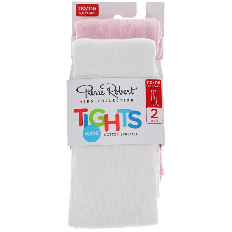 Bomull tights 2-pack Vit/ Rosa Stl 110-116 - 51% rabatt