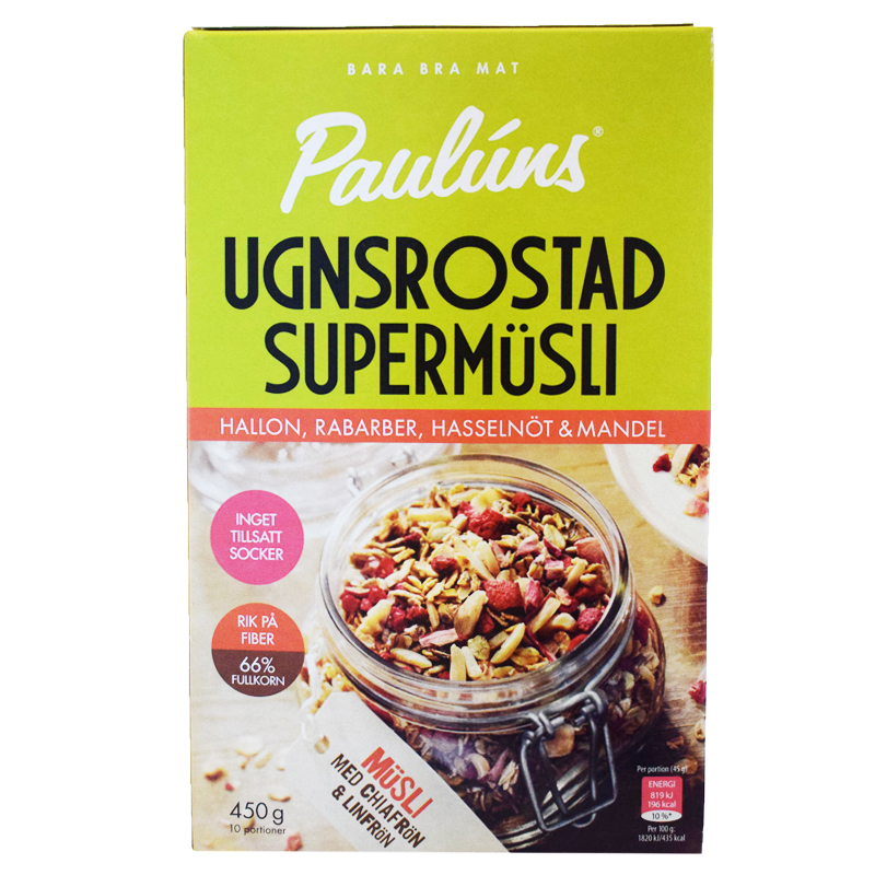 Müsli Hallon, Rabarber, Hasselnöt & Mandel 450g - 34% rabatt