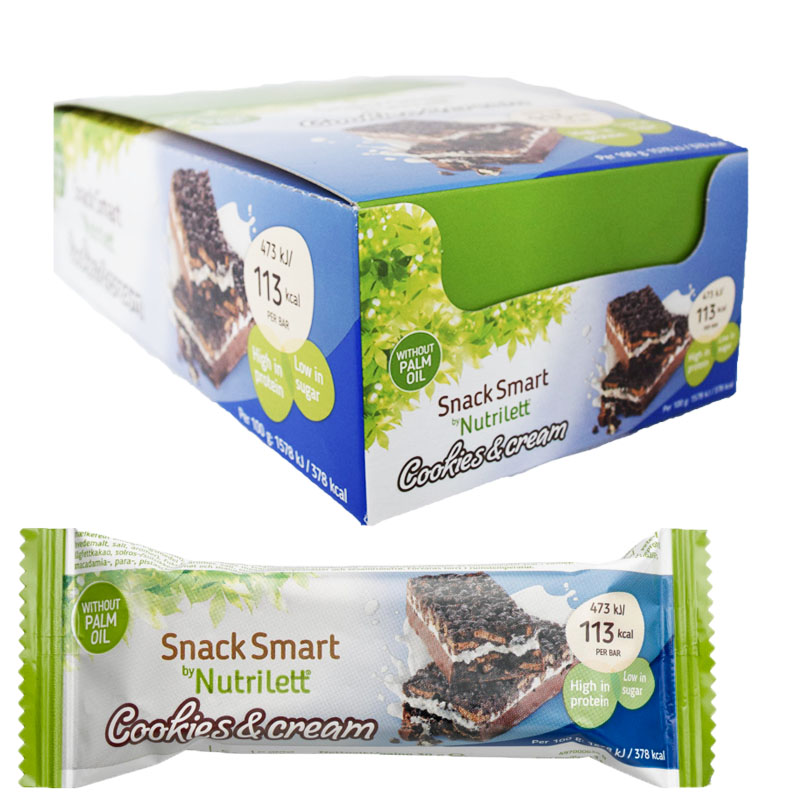 Hel Låda Snack Bar "Cookies & Cream" 18 x 30g - 50% rabatt