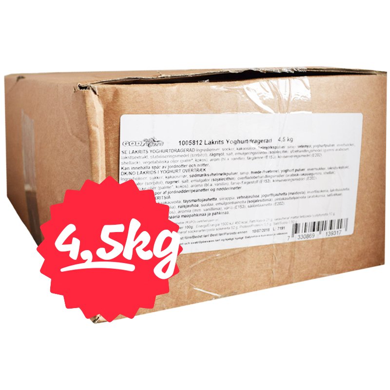 Hel Låda Lakrits Yoghurtdragerad 4,5kg - 79% rabatt