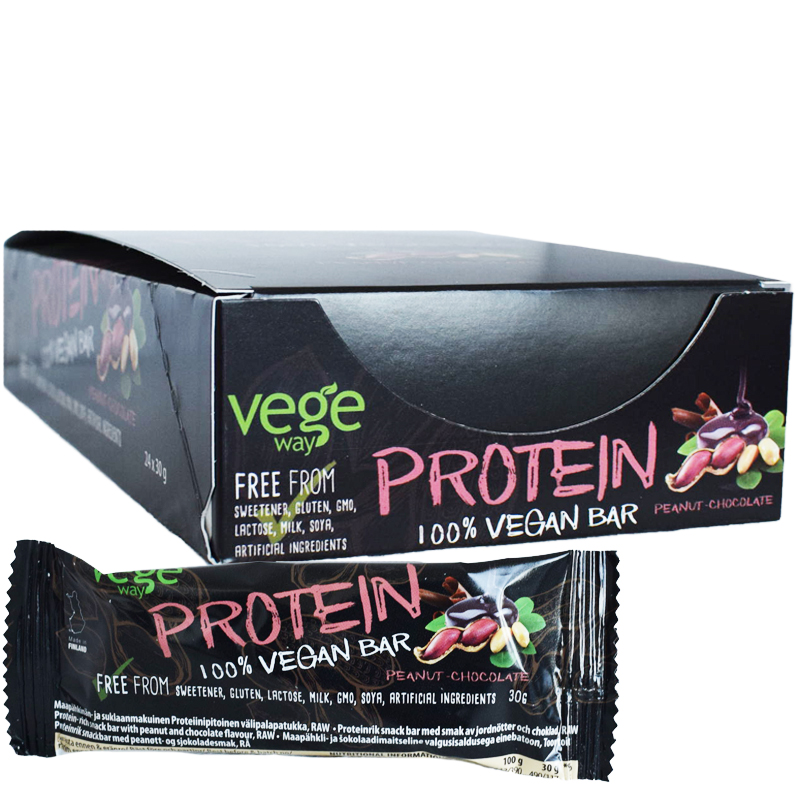 Hel Låda Veganbars "Peanut Chocolate" 24 x 30g - 68% rabatt