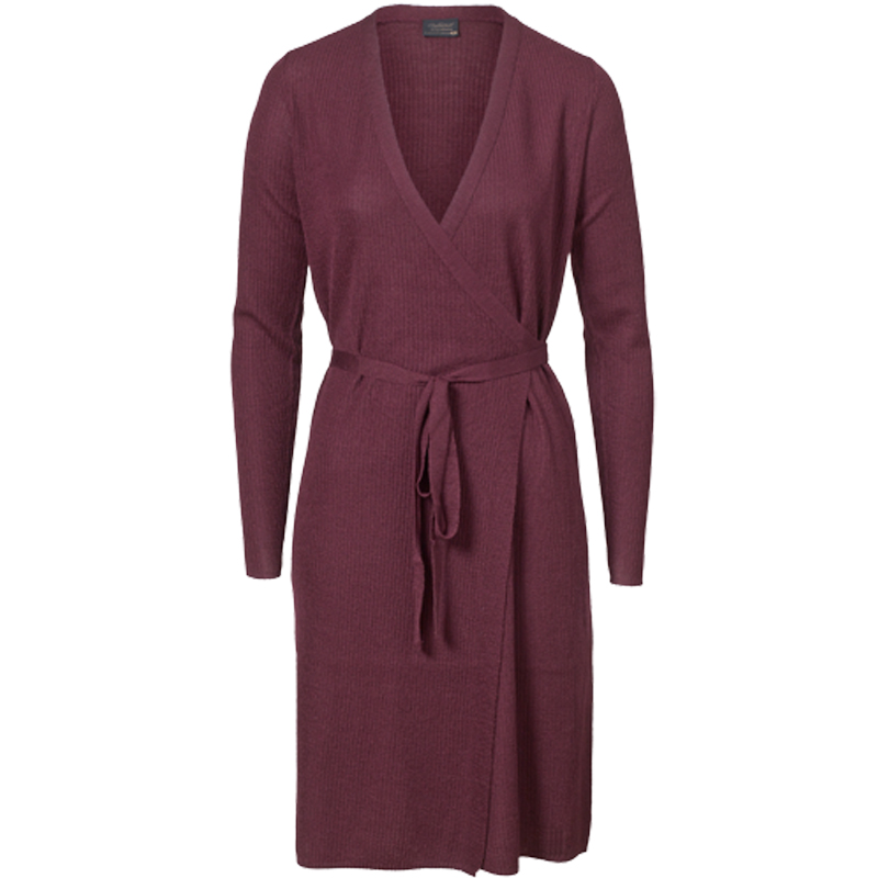 Omlottklänning Ull Burgundy Stl L - 68% rabatt