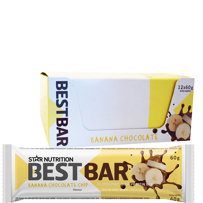 Hel Låda Proteinbars "Banana Chocolate Chip" 12 x 60g - 59% rabatt