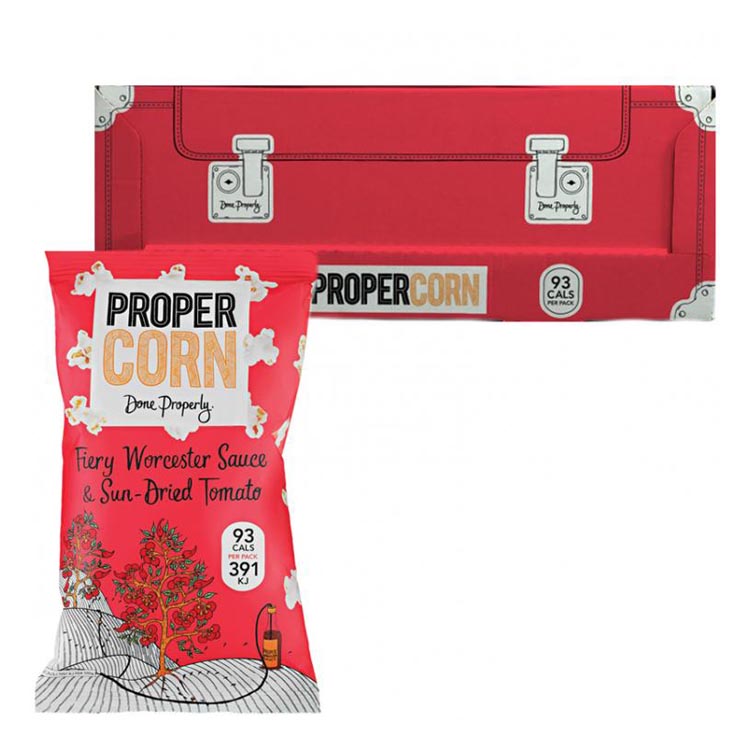 Hel Låda Popcorn "Fiery Worcester & Sundried Tomato" 24 x 20g - 71% rabatt