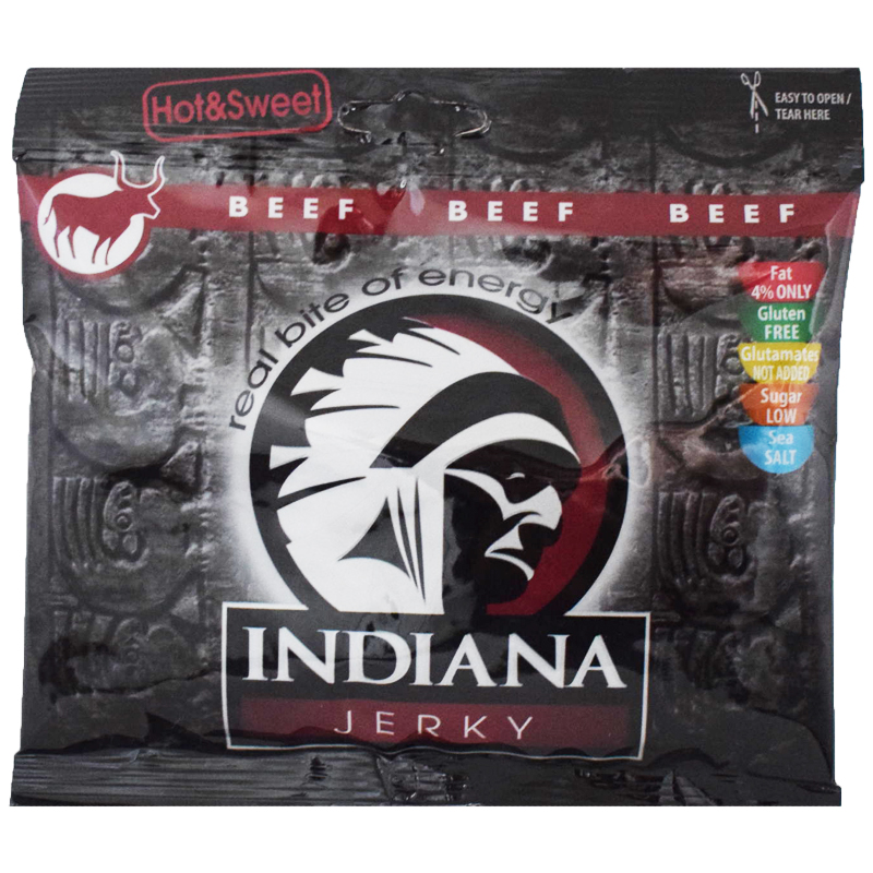 Torkat Kött "Indiana Jerky Hot & Sweet" 60g - 60% rabatt