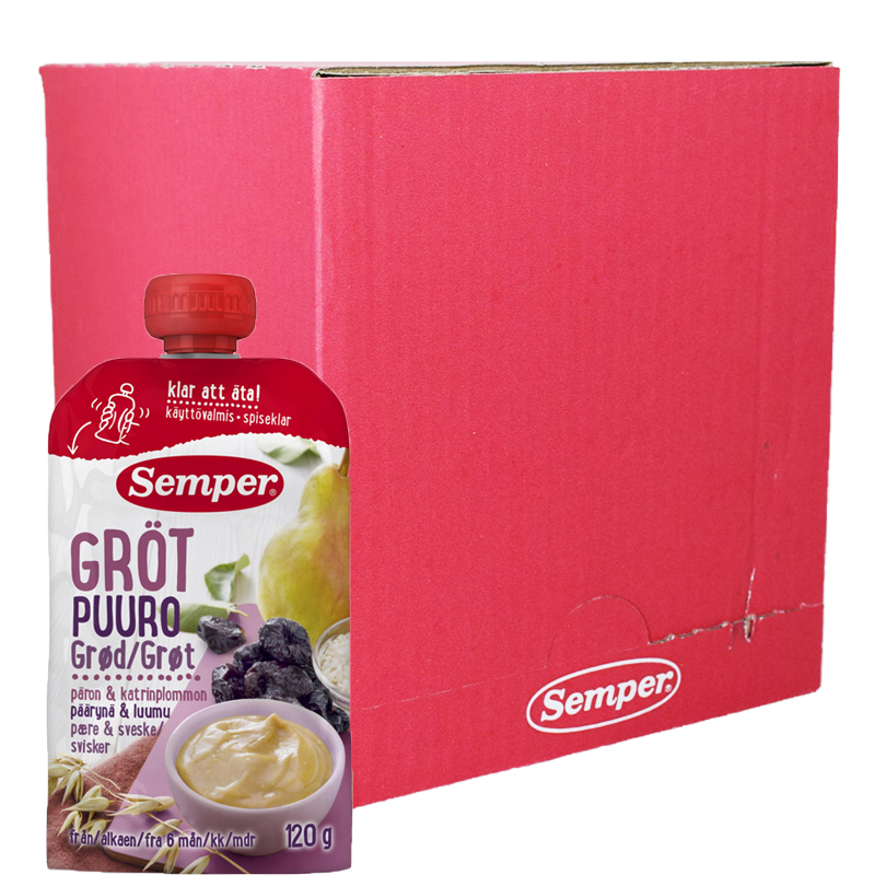 Hel Låda Barnmat Gröt Päron & Katrinplommon 12 x 120g - 43% rabatt