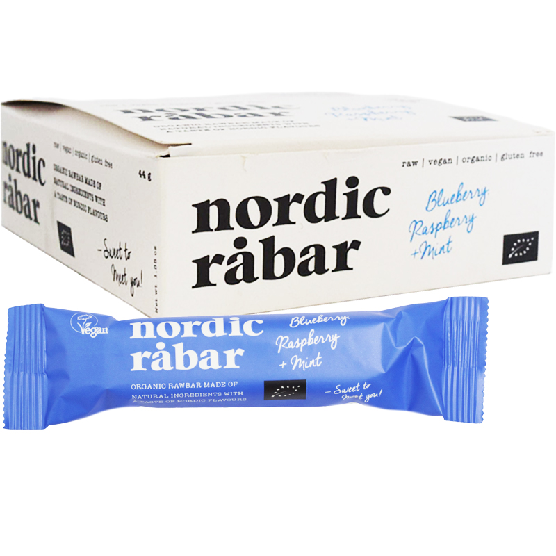 Hel Låda Råbars ”Blueberry, Raspberry & Mint” 15 x 44g - 51% rabatt
