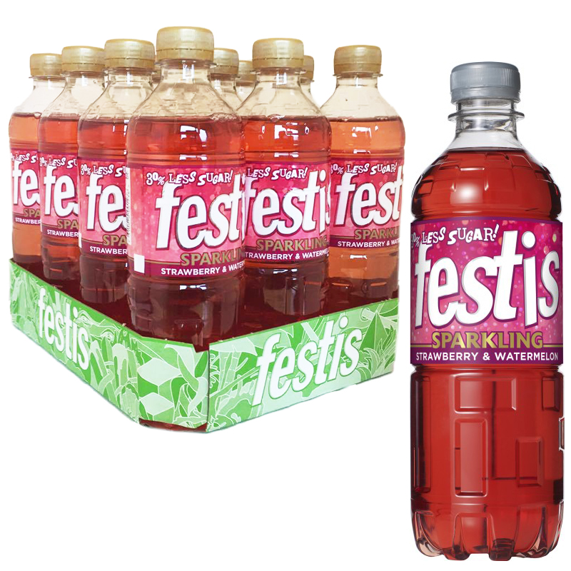 Hel Platta Festis "Sparkling" Jordgubb & Vattenmelon 12 x 50cl - 56% rabatt