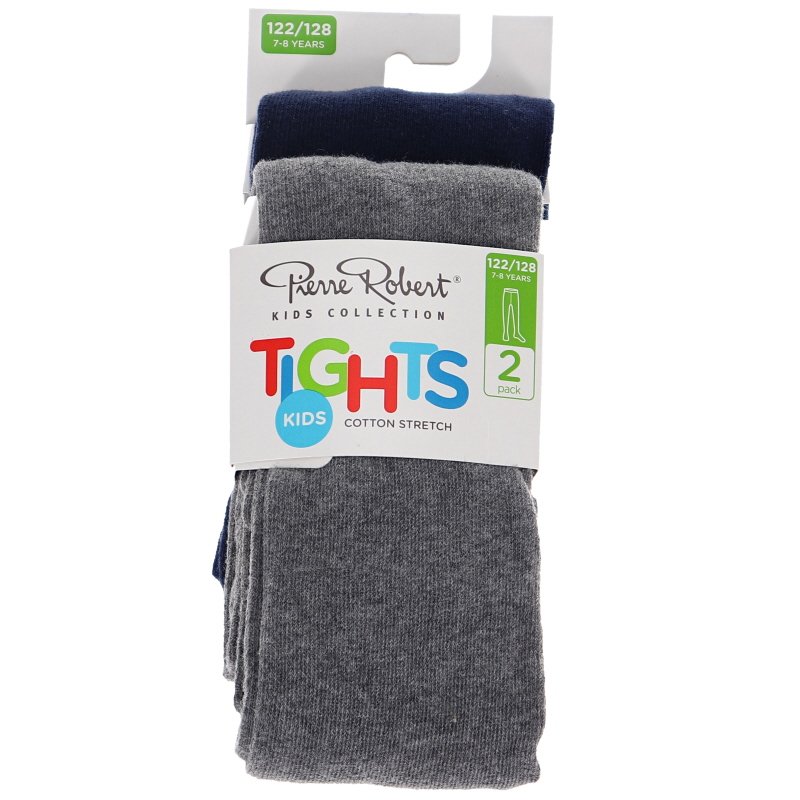 Bomull tights 2-pack Marinblå/ Grå Stl 122-128 - 51% rabatt