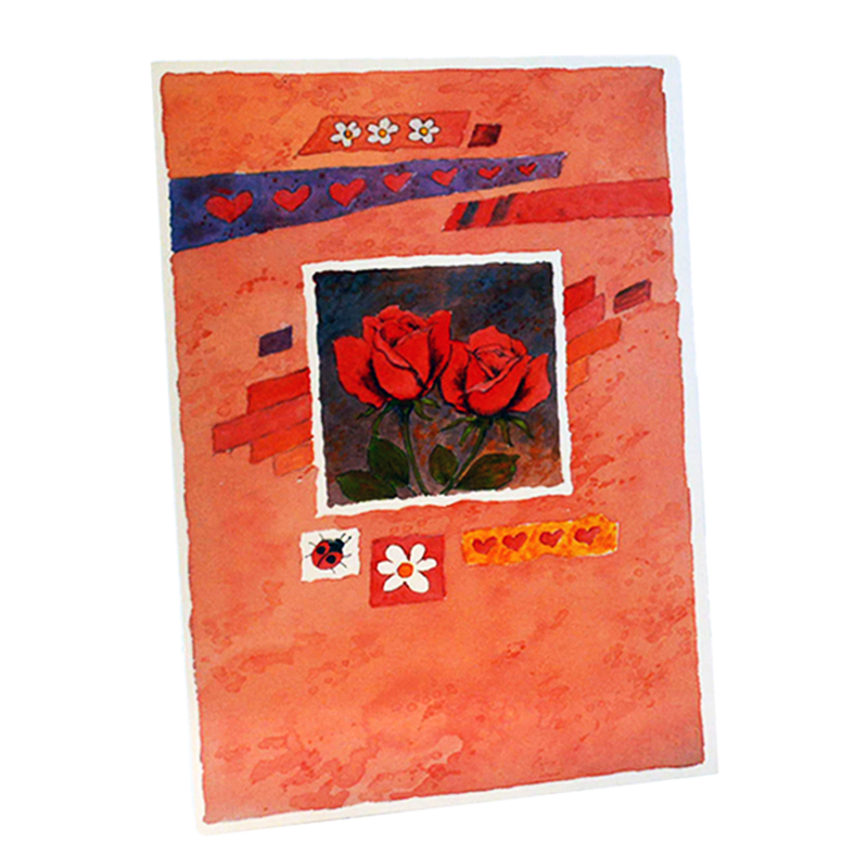 Kort Dubbelt "Rosor I Ram" - 97% rabatt