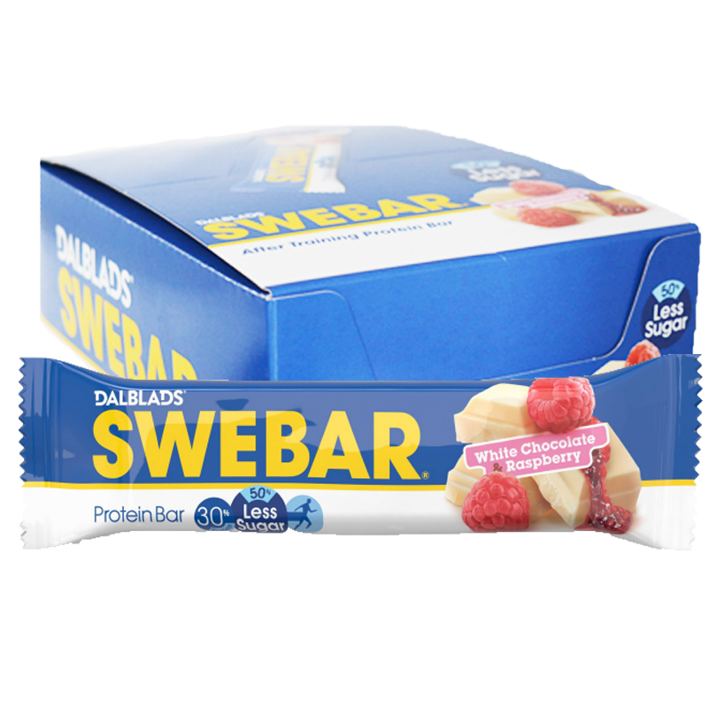 Hel Låda Proteinbars "White Chocolate & Raspberry" 20 x 50g - 40% rabatt