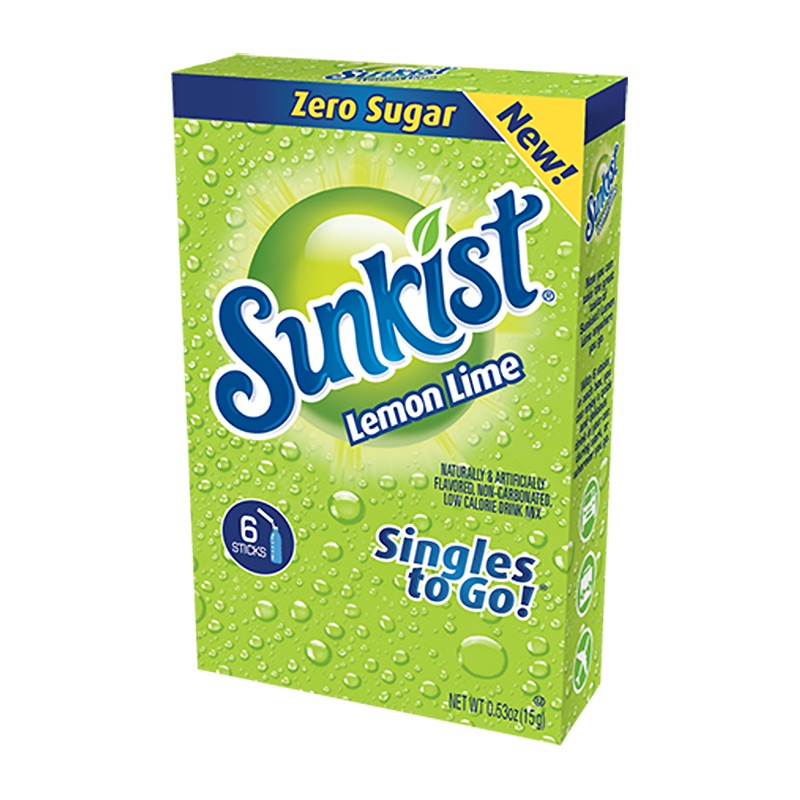 Sunkist Lemon Lime Zero Sugar Singles to Go 6-pack