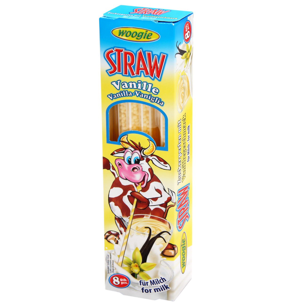 Woogie Sugrör för Mjölk - Vanilj 8-pack