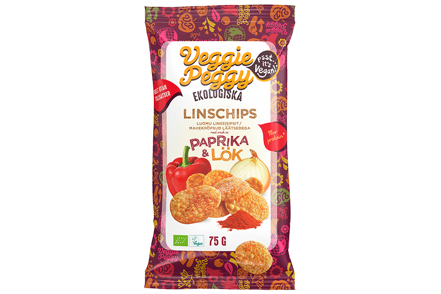 Veggie Peggy Linschips Paprika & Lök 75g