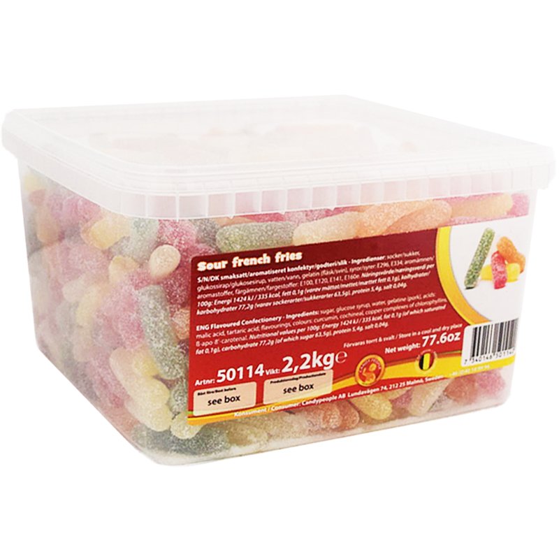 Hel Låda Godis "Sour French Fries" 2,2kg - 51% rabatt