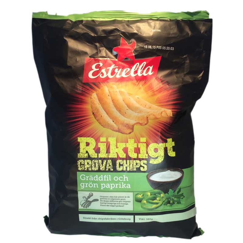 Riktigt grova chips Gräddfil & grönpaprika - 75% rabatt
