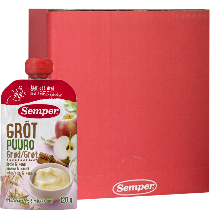 Hel Låda Barnmat Gröt Äpple & Kanel 12 x 120g - 39% rabatt