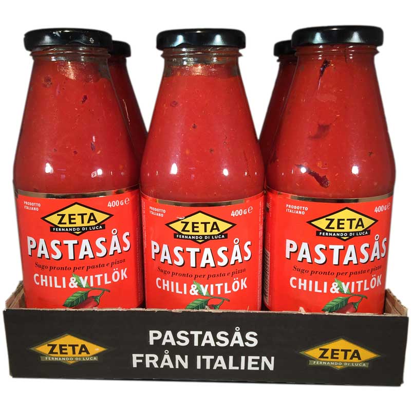 Hel Låda- Pastasås Chili & Vitlök - 50% rabatt