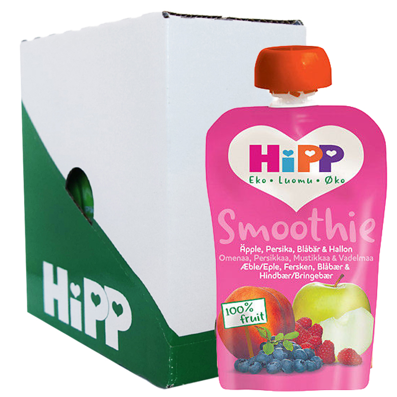 Hel Låda Smoothie Äpple, Persika, Blåbär & Hallon 5 x 100g - 66% rabatt