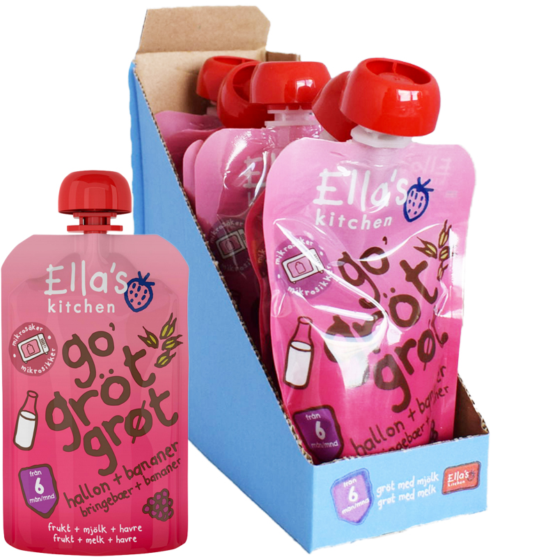 Hel Låda Barnmat Gröt, Hallon & Banan 6 x 100g - 43% rabatt