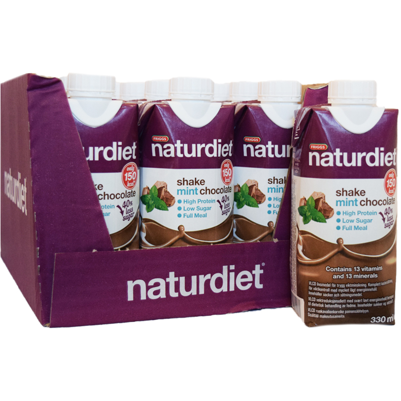 Hel Låda Måltidsersättning Shake "Choco Mint" 12 x 330ml - 30% rabatt