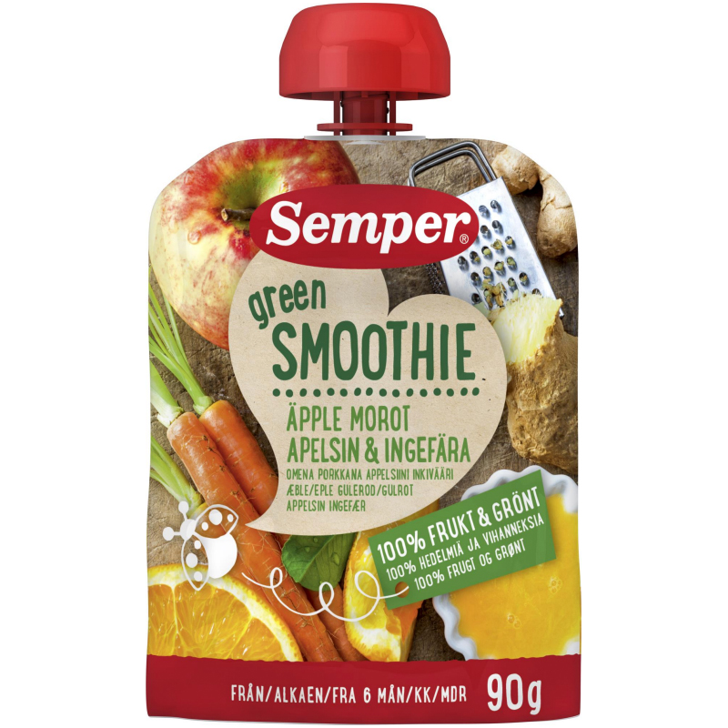 Barnmat Smoothie Äpple, Apelsin, Morot & Ingefära 90g - 46% rabatt
