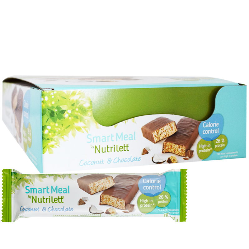 Hel Låda Måltidsersättning Bars "Coconut & Chocolate" 15 x 56g - 50% rabatt