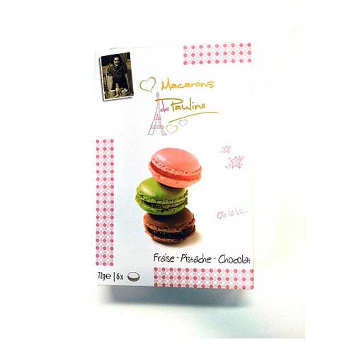 Pauline Macarons - Choklad, Jordgubb & Pistage 6-Pack
