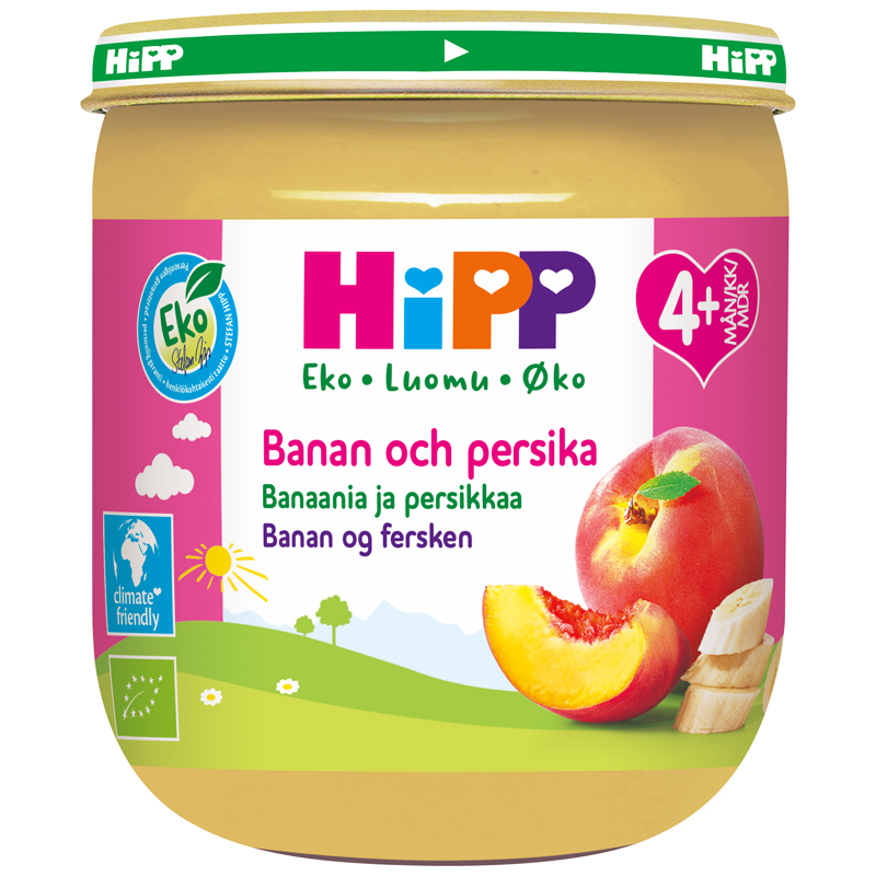 Eko Fruktpuré Banan & Persika 4m - 14% rabatt