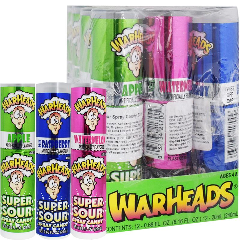 Hel Låda Godis "Warheads Super Sour Spray" 12 x 20ml - 47% rabatt