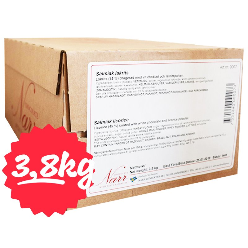 Hel Låda Godis Salmiak Lakrits 3,8kg - 74% rabatt