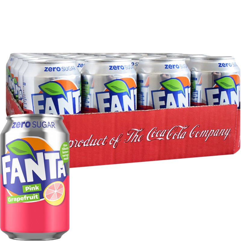 Hel Platta Läsk "Fanta Zero Sugar Pink Grapefruit" 24 x 33cl - 50% rabatt
