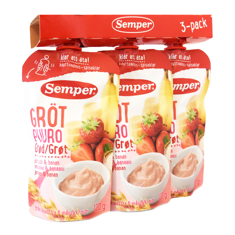 Gröt Jordgubb & Banan 3 x 120g - 33% rabatt