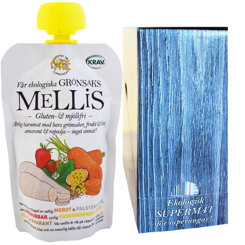 Hel Låda Eko Barnmat Mellis 6 x 100g - 85% rabatt