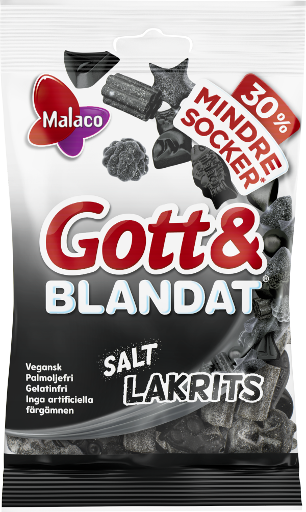 Gott & Blandat Salt Lakrits 30% mindre socker 110g