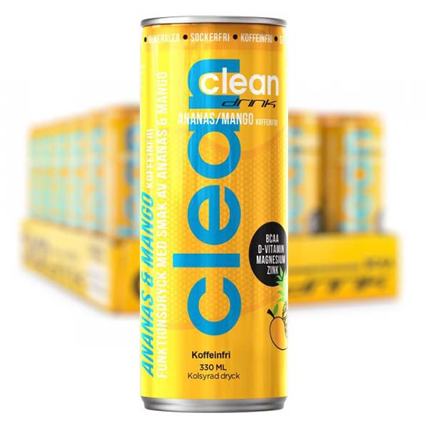 Clean Ananas/Mango Koffeinfri 33 cl x 24