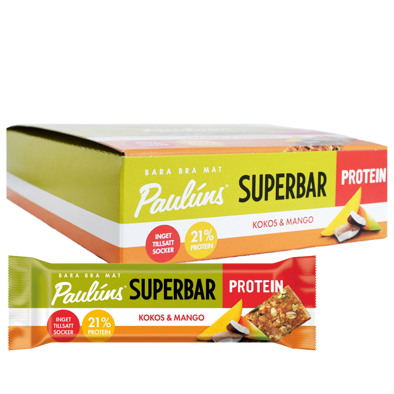 Hel Låda Superbars Kokos & Mango 15 x 40g - 70% rabatt