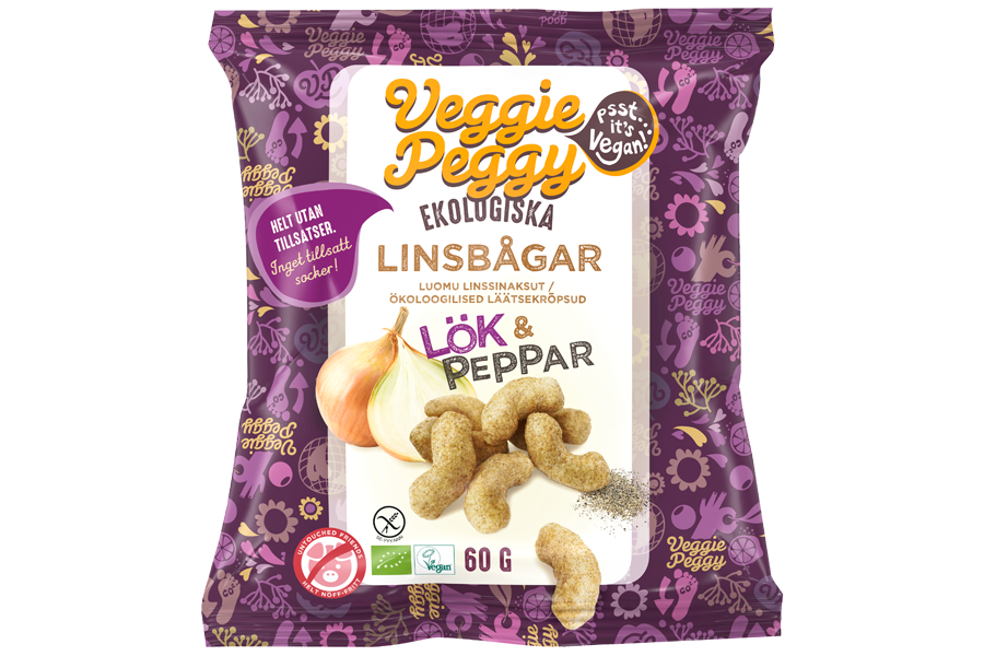 Veggie Peggy Linsbågar Peppar & Lök 60g