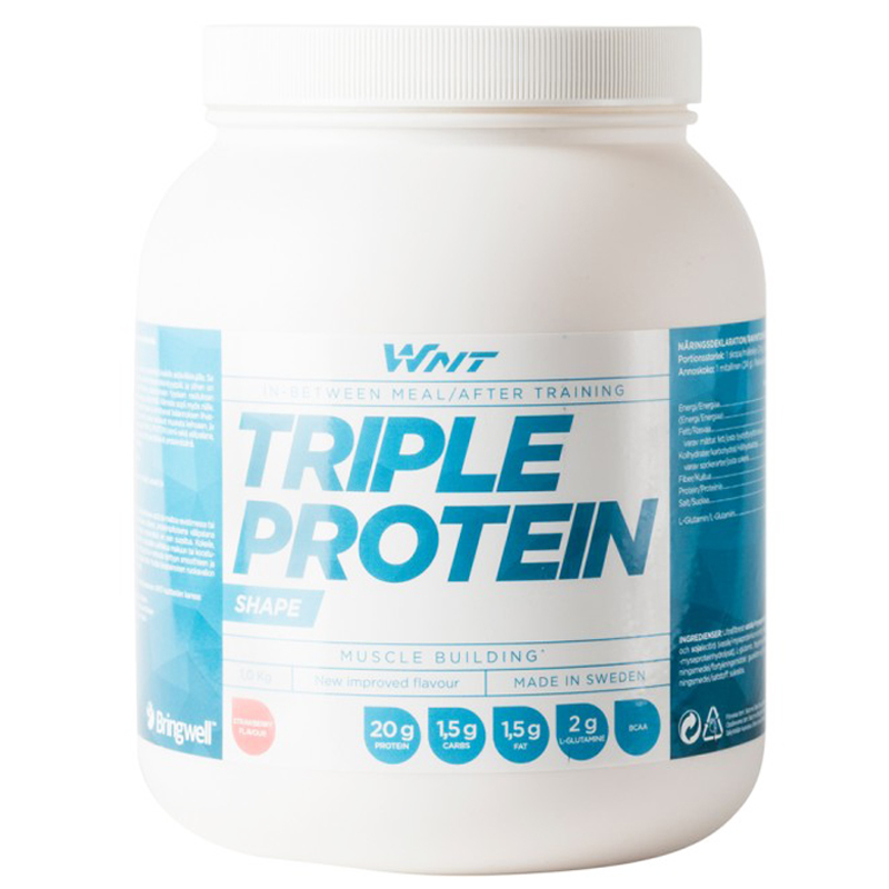 Proteinpulver "Triple Protein" Jordgubb 1kg - 33% rabatt